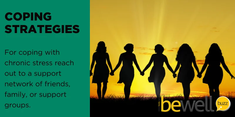 For coping with chronic stress reach out to a support network of friends, family, or support groups.