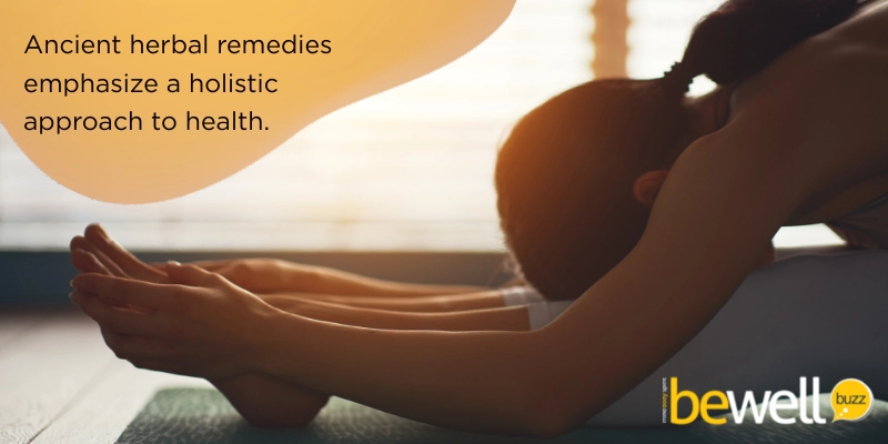 Ancient herbal remedies emphasize a holistic approach to health, focusing on the interconnectedness of the body, mind, and spirit.